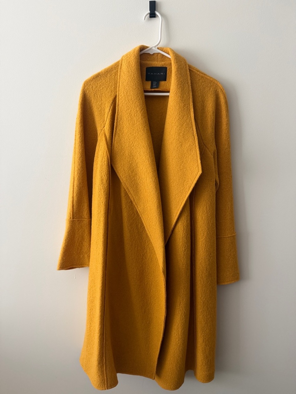 Tahari Golden Yellow Open-Front Draped Coat